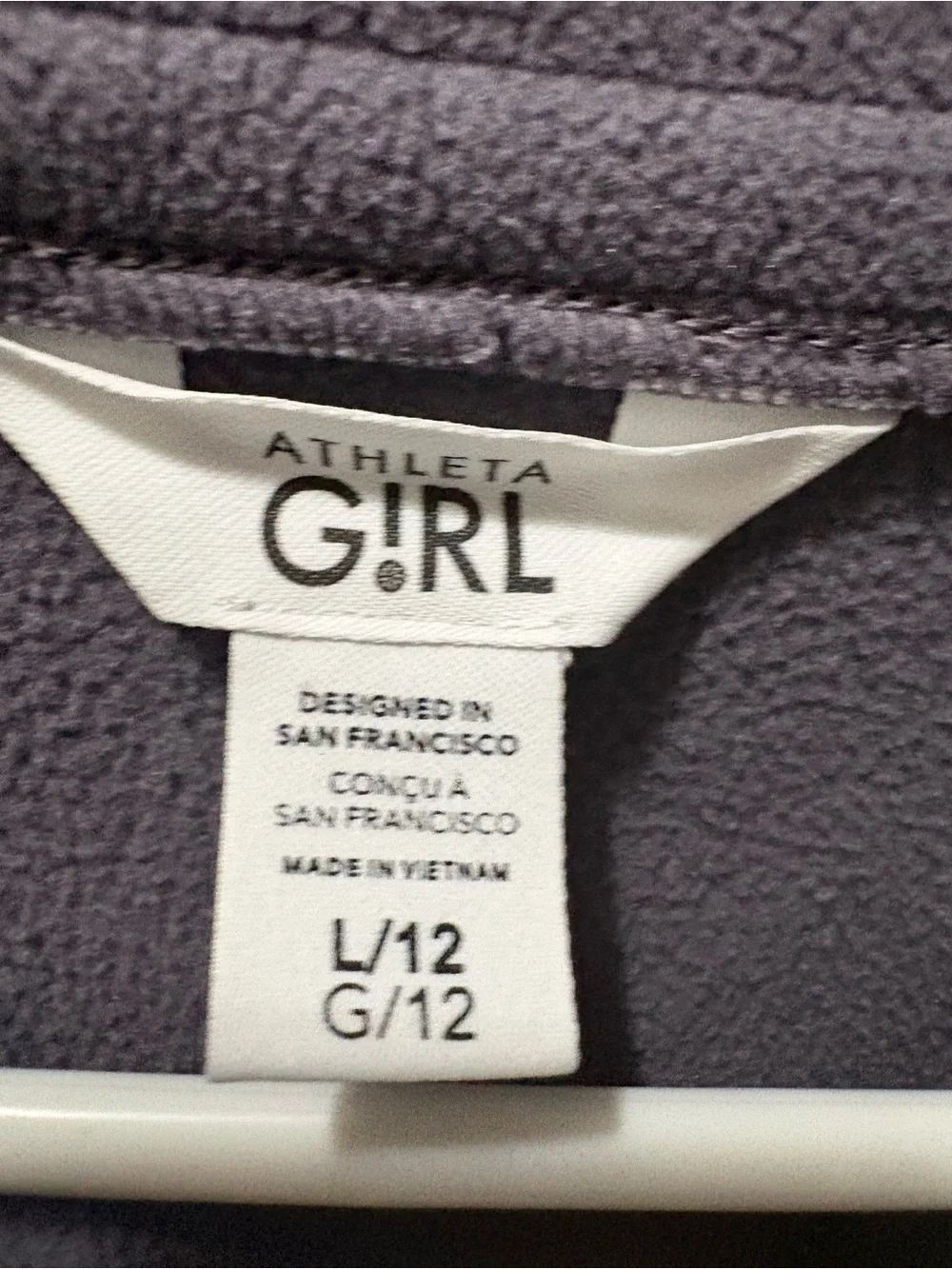 Athleta Gray/Lavender Fleece Snap Pullover with Pink Trim